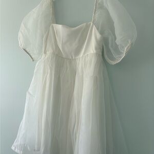 White Babydoll Sleeve Dress